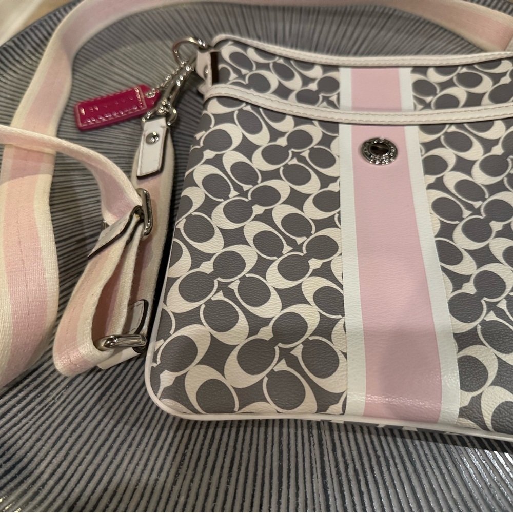 Coach Pink and Gray Pebbled Leather
Zip Top Bag